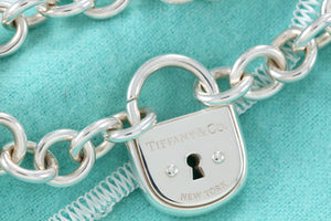 Tiffany & Co. Silver Arc Large Keyhole Padlock Heavy Link Bracelet