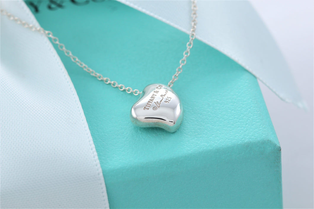Tiffany & Co. Elsa Peretti Silver Small Full Heart Necklace
