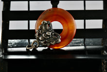 Load image into Gallery viewer, Orange Amber Gemstone Donut Circle Wreath Pendant
