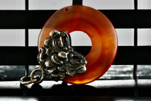 Load image into Gallery viewer, Orange Amber Gemstone Donut Circle Wreath Pendant
