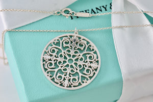 Tiffany & Co. Silver Large Circle Enchant Round Medallion Necklace