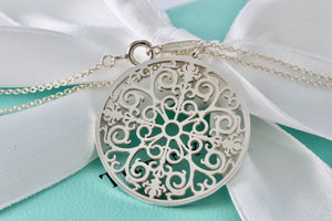 Tiffany & Co. Silver Large Circle Enchant Round Medallion Necklace