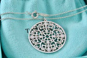 Tiffany & Co. Silver Large Circle Enchant Round Medallion Necklace