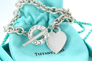 Tiffany & Co. Silver Plain Heart Toggle 7.5" Bracelet