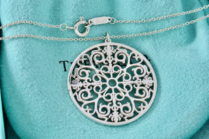 Tiffany & Co. Silver Large Circle Enchant Round Medallion Necklace