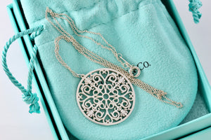 Tiffany & Co. Silver Large Circle Enchant Round Medallion Necklace