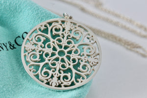Tiffany & Co. Silver Large Circle Enchant Round Medallion Necklace