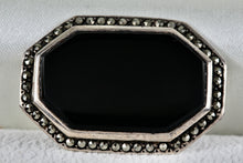 Load image into Gallery viewer, Sterling Silver Large Octagon Black Onyx Brooch Pin
