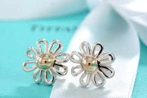 Tiffany & Co. Paloma Picasso Silver Daisy Gold Bead Flower Earrings