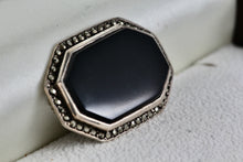 Load image into Gallery viewer, Sterling Silver Large Octagon Black Onyx Brooch Pin
