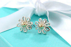 Tiffany & Co. Paloma Picasso Silver Daisy Gold Bead Flower Earrings