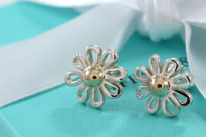 Tiffany & Co. Paloma Picasso Silver Daisy Gold Bead Flower Earrings