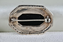 Load image into Gallery viewer, Sterling Silver Large Octagon Black Onyx Brooch Pin
