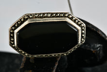 Load image into Gallery viewer, Sterling Silver Large Octagon Black Onyx Brooch Pin
