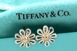 Tiffany & Co. Paloma Picasso Silver Daisy Gold Bead Flower Earrings