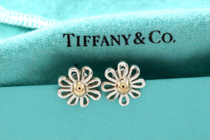 Tiffany & Co. Paloma Picasso Silver Daisy Gold Bead Flower Earrings