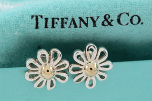 Tiffany & Co. Paloma Picasso Silver Daisy Gold Bead Flower Earrings