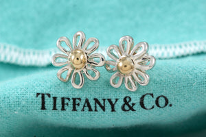 Tiffany & Co. Paloma Picasso Silver Daisy Gold Bead Flower Earrings