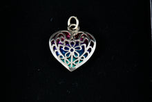 Load image into Gallery viewer, Sterling Silver Heart Filigree Blue Abalone Heart Charm Pendant
