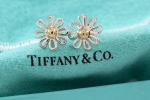 Tiffany & Co. Paloma Picasso Silver Daisy Gold Bead Flower Earrings