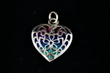 Load image into Gallery viewer, Sterling Silver Heart Filigree Blue Abalone Heart Charm Pendant
