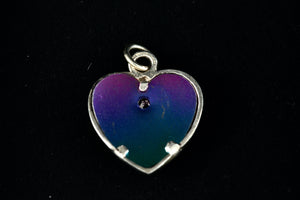 Sterling Silver Heart Filigree Blue Abalone Heart Charm Pendant