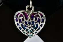 Load image into Gallery viewer, Sterling Silver Heart Filigree Blue Abalone Heart Charm Pendant
