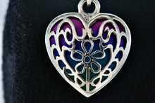 Load image into Gallery viewer, Sterling Silver Heart Filigree Blue Abalone Heart Charm Pendant
