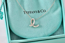 Load image into Gallery viewer, Tiffany &amp; Co. Elsa Peretti Silver Alphabet Letter &quot;E&quot; Pendant Necklace
