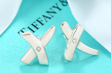 Load image into Gallery viewer, Tiffany &amp; Co. Paloma Picasso Silver &quot;X&quot; Diamond Stud Earrings
