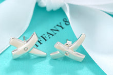 Load image into Gallery viewer, Tiffany &amp; Co. Paloma Picasso Silver &quot;X&quot; Diamond Stud Earrings
