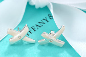 Tiffany & Co. Paloma Picasso Silver "X" Diamond Stud Earrings