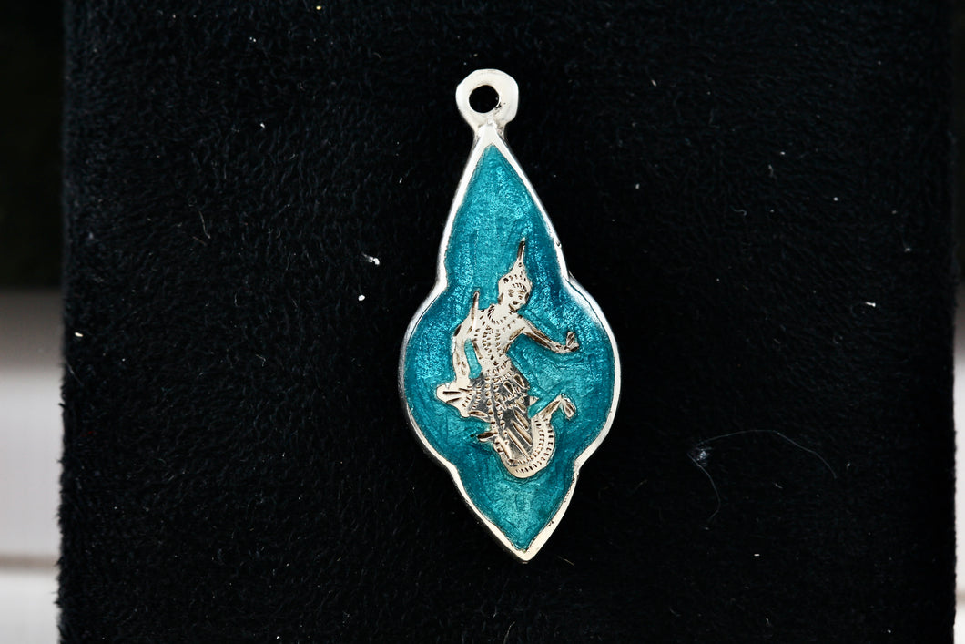 Siam Sterling Silver Teal Enamel Pendant