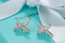 Load image into Gallery viewer, Tiffany &amp; Co. Paloma Picasso Silver &quot;X&quot; Diamond Stud Earrings
