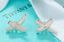 Load image into Gallery viewer, Tiffany &amp; Co. Paloma Picasso Silver &quot;X&quot; Diamond Stud Earrings
