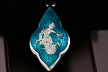 Load image into Gallery viewer, Siam Sterling Silver Teal Enamel Pendant
