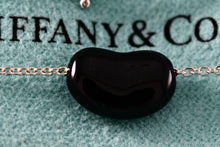 Load image into Gallery viewer, Tiffany &amp; Co. Elsa Peretti Silver Black Jade Small Bean 16&quot; Necklace
