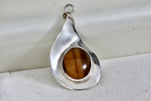 Load image into Gallery viewer, Sterling Silver Wavy Teardrop Tiger Eye Pendant
