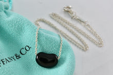 Load image into Gallery viewer, Tiffany &amp; Co. Elsa Peretti Silver Black Jade Small Bean 16&quot; Necklace
