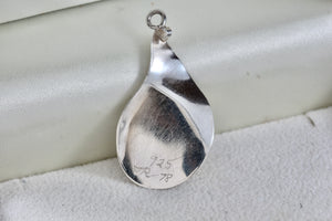 Sterling Silver Wavy Teardrop Tiger Eye Pendant