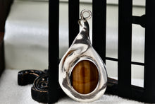 Load image into Gallery viewer, Sterling Silver Wavy Teardrop Tiger Eye Pendant
