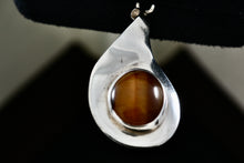 Load image into Gallery viewer, Sterling Silver Wavy Teardrop Tiger Eye Pendant
