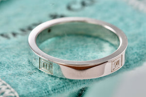 Tiffany & Co. Atlas Silver Motif Narrow Band Ring