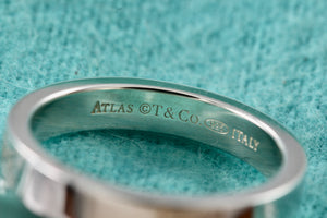 Tiffany & Co. Atlas Silver Motif Narrow Band Ring