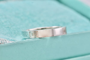 Tiffany & Co. Atlas Silver Motif Narrow Band Ring