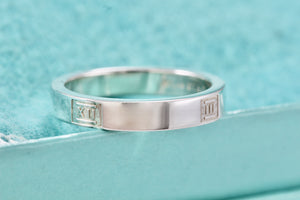 Tiffany & Co. Atlas Silver Motif Narrow Band Ring