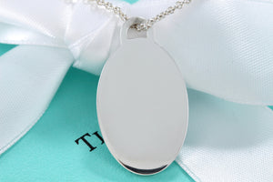 Tiffany & Co. Silver Vintage Plain Oval Tag Chain Necklace