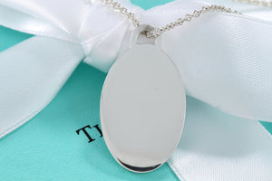 Tiffany & Co. Silver Vintage Plain Oval Tag Chain Necklace