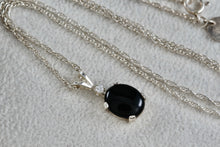 Load image into Gallery viewer, Sterling Silver Black Oval Onyx Diamond Accent Pendant 18&quot; Necklace
