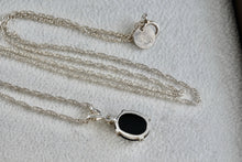 Load image into Gallery viewer, Sterling Silver Black Oval Onyx Diamond Accent Pendant 18&quot; Necklace
